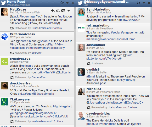 Email Marketers Twitter List on Hootsuite