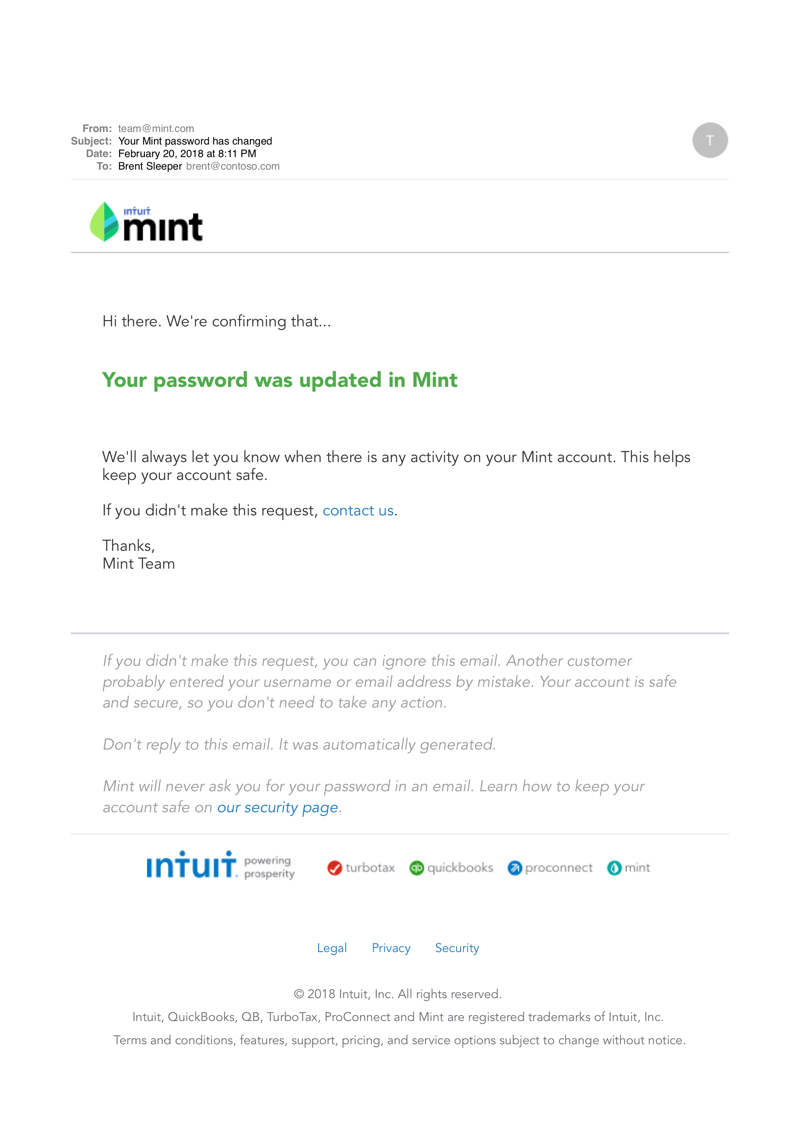 Example Mint Notification